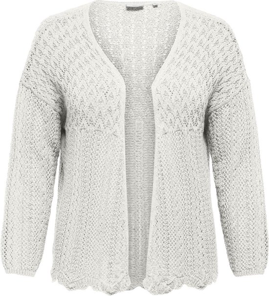 ONLY CARMAKOMA CARNOLA 7/8 LIFE OPEN CARDIGAN KNT NOOS Cardigan Femme - Cloud Dancer