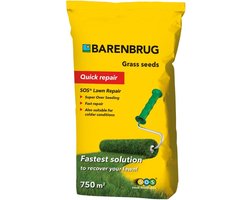 Barenbrug graszaad 15kg tot 750m2 - herstelgazon SOS Lawn Repair gecoat - Jaarrond snel herstel van het gazon - Kiemt al vanaf 4°C - Makkelijk inzaaien van kale plekken