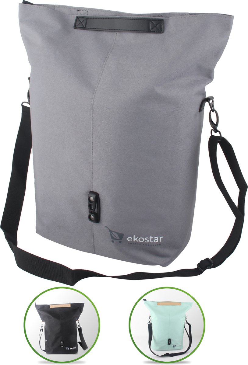 Ekostar online shopping - Fietstas enkele - shopper - 16 liter - grijs