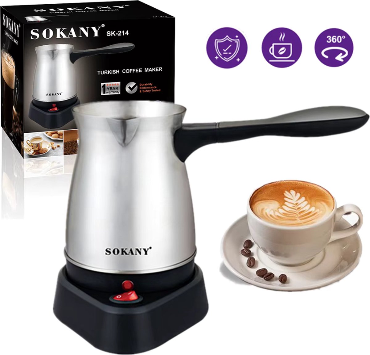 Vegena Cafetière Turque, 800ml Machine À Expresso À Induction