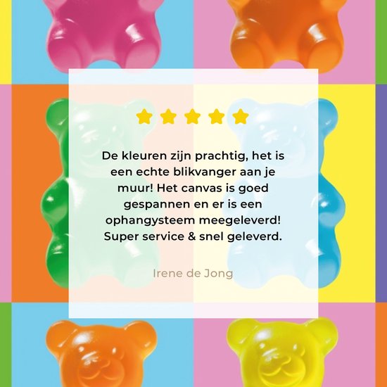 Peinture sur toile 80x120 cm - Décoration murale Art- Snoep - Gummy - Coloré - Décoration murale salon - Décoration chambre - Accessoires chambre - Peintures sur toile