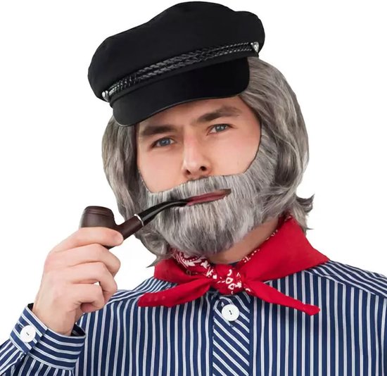 Carnaval verkleed Visserspet - zwart/zwart - voor volwassenen - Maritiem thema - Zeeman