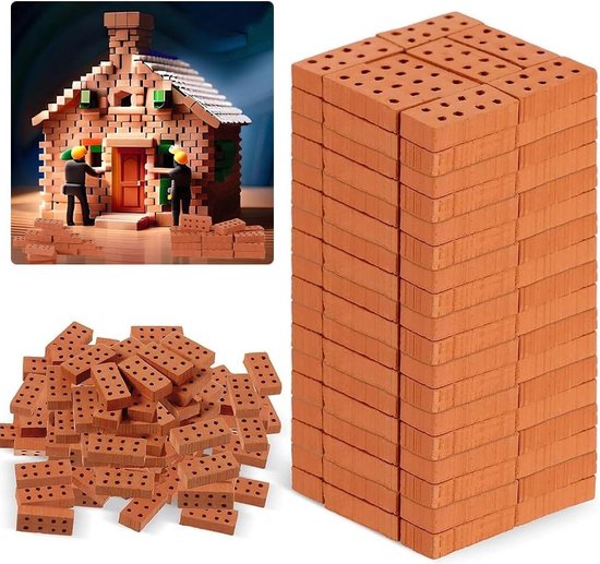 Mini Briques - 50 Pièces Rouges - Briques Miniatures pour Artisanat - Tuiles de Modèle à l'Échelle - Blocs de Construction - Décoration de Jardin de Maison de Poupée DIY.