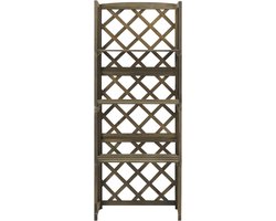 vidaXL Latwerk met schappen - Vurenhout - 55x30x140cm - Grijs Tuinlatwerk - Trellis - Houtskelet - Plantensteun - Vlinderstruik