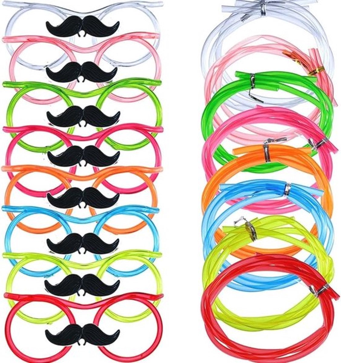 Silly Straws Glazen Rietjes met Baard - Herbruikbare Feestaccessoires