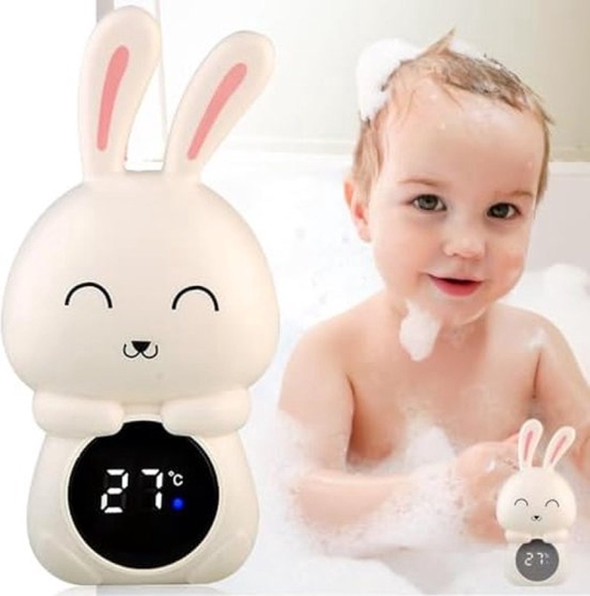 Badthermometer voor baby's met led-display, kindveilige badthermometer, konijnenvorm