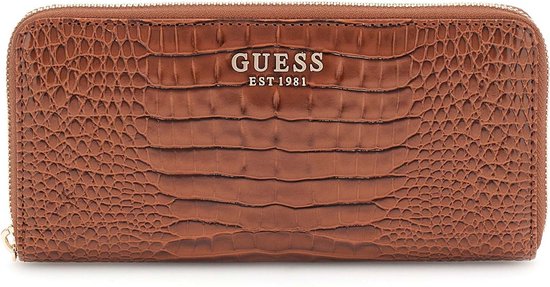 GUESS Portemonnee Laurel SLG Large Zip Around Wallet Cognac Bruine