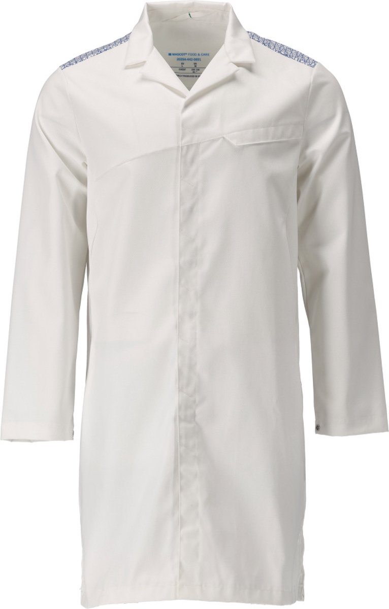 Mascot Food & Care Stofjas, lang 20354-442 - wit/helder blauw - 4XL