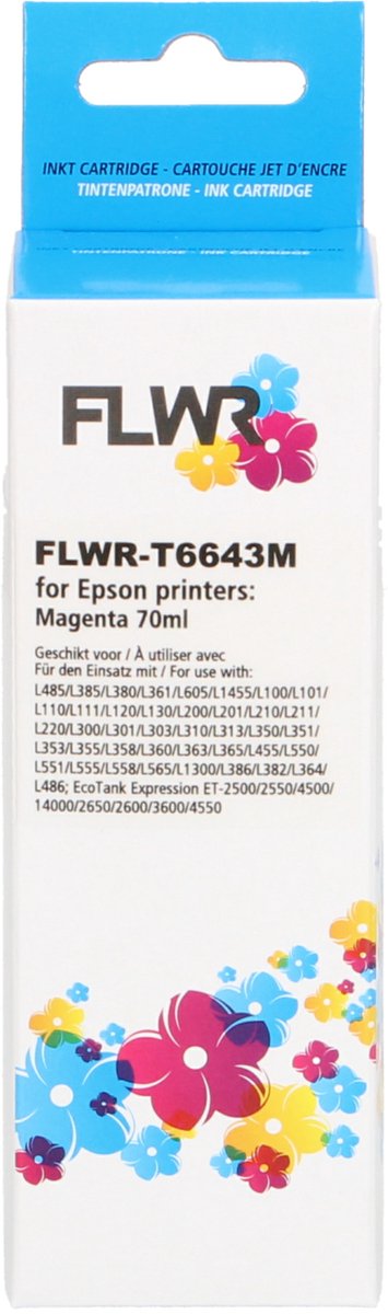 FLWR - Inktfles / T6643 / Magenta - Geschikt voor Epson