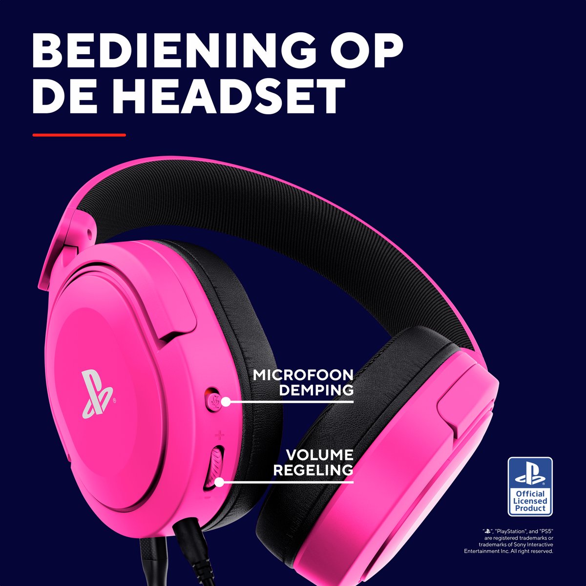 Trust GXT498R Forta - Bedrade Gaming Headset - Licensed voor PS5 - Rose thumbnail 3