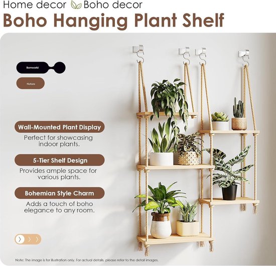 Goodivery ® Stijlvol Houten Wandrek Met Handgeweven Macramé En Boho Kwastjes Voor Diverse Interieurs Goodivery ® Stijlvol Houten Wandrek Met Handgeweven Macramé En Boho Kwastjes Voor Diverse Interieurs