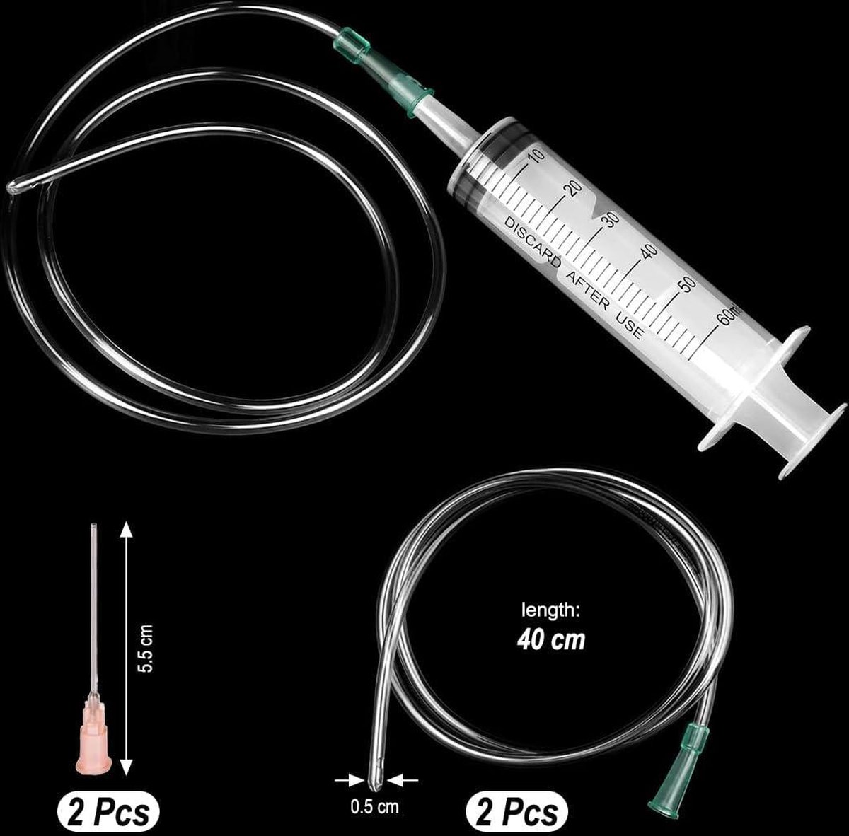 Set van 10 x 5 ml industriële spuiten met 18G x 1,1 x 40 mm blunt/stompnaald en plastic opzetstuk