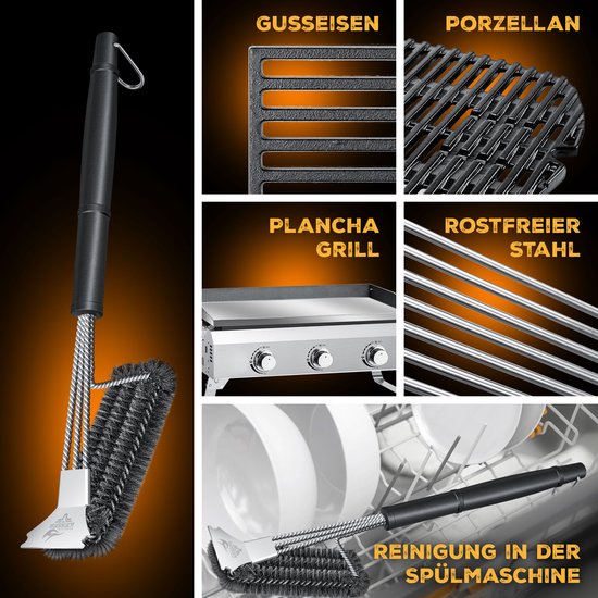 KESSER® Houtskoolbarbecue XL Barbeque Houtskool met Deksel, Wielen, Afdekkap, Roestvrij Stalen Handvat, Barbecuerooster en Thermometer, 8 Spiesen met Zakje & siliconen Borstel, grote BBQ Camping Terras Tuin van Merkloos — afbeelding 5