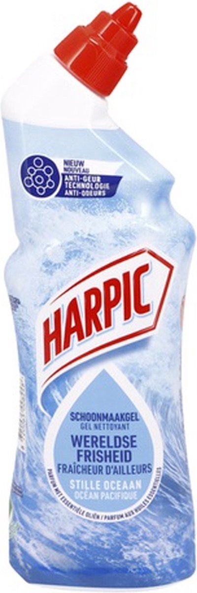Harpic - Toitletreiniger - Gel - Wereldse Frisheid Stille Oceaan - 750 ml - Voordeelverpakking - 12 stuks