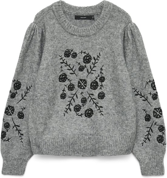 VERO MODA - VMJUTA LS PULL À COL ROND BRODÉ - Femme - Pulls tricotés