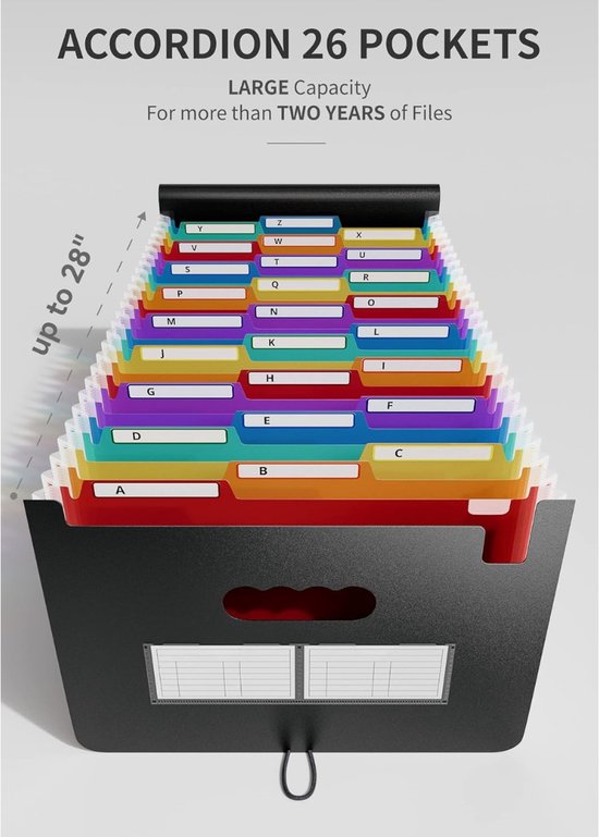 ThinkTex A4-map, 12 vakken, documentenmap, opslag van administratief papier, documentenopslag met tussenschot, opberghouder voor kantoor met deksel, formaat A4/brief, groen