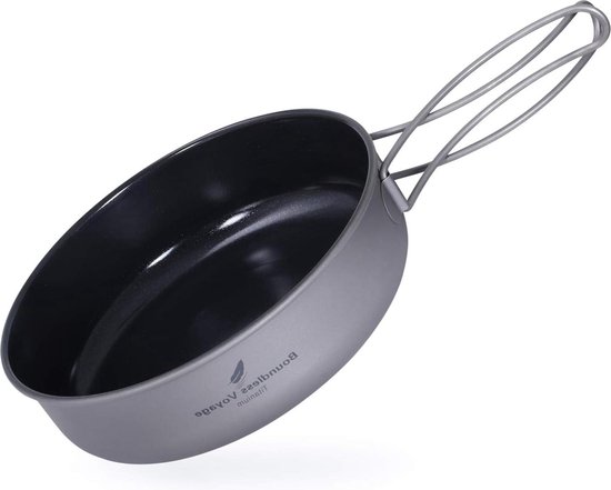 Boundless Voyage titanium 7-inch kookpanna met inklapbaar handvat, ultralicht, voor kamperen, picknicks, koekenpan, grillpan, tafelgerei, titanium pan Ti-2063C Boundless Voyage titanium 7-inch kookpanna met inklapbaar handvat, ultralicht, voor kamperen, picknicks, koekenpan, grillpan, tafelgerei, titanium pan Ti-2063C