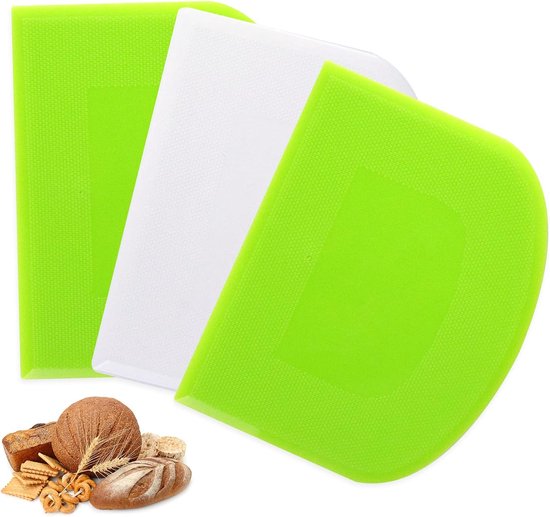 Deegschraper - Schraper - 3 stuks - Keukentool - Groen - Wit - Flexibel - Deegsnijder - Deegsteker - Groentesnijder - Deegsnijder - Cake & Taart Schraper