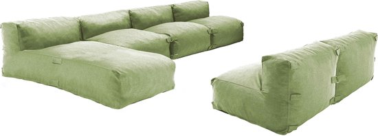 Oviala - Salon de jardin modulable 6 places avec méridienne vert cactus - Mixi