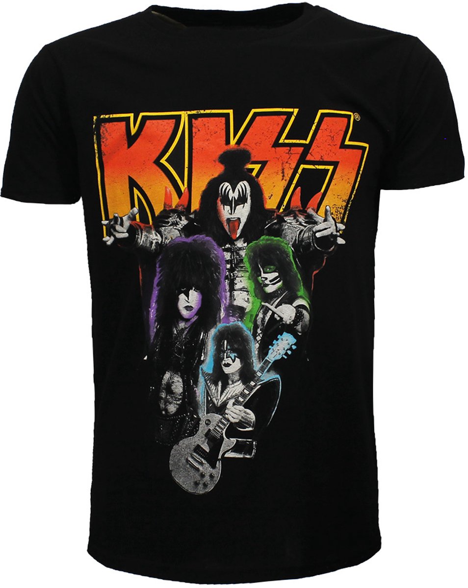 KISS Neon Band T-Shirt - Officiële Merchandise - XXL