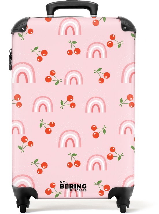 NoBoringSuitcases.com® - Valise cabine Arc-en-ciel - Cerise - Motif - Bagage à main - Valise de voyage - Valise chariot - Valises 55x40x20 cm - 55x35x25 cm