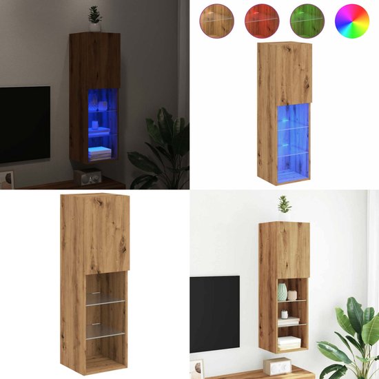 Almar Tv-meubel met LED-verlichting 30,5x30x102 cm sonoma eikenkleur
