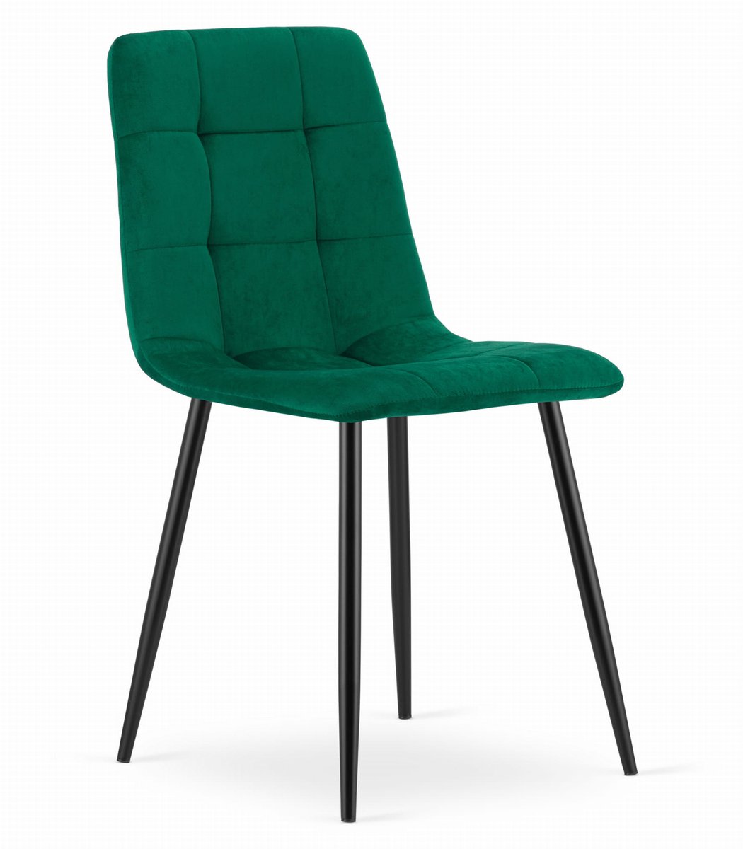 LEOBERT Eetkamerstoel KARA Groen – Velvet Bekleding, Ergonomisch Design, Zwarte Metalen Poten, Comfortabele Zitting, Max. 120 kg