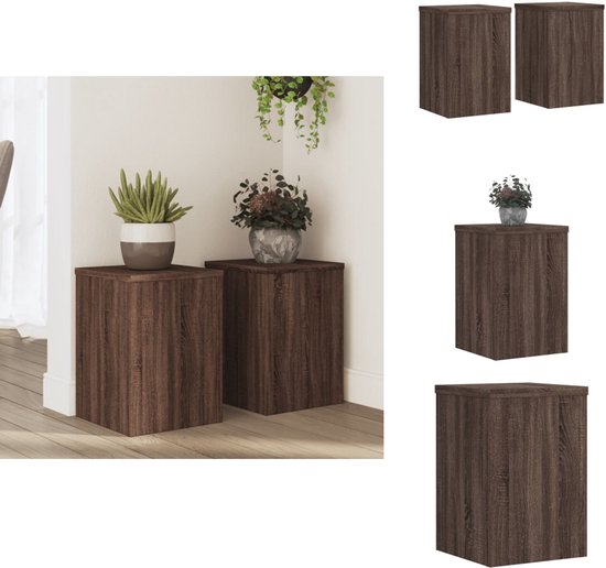 vidaXL Plantenstandaards 2 st 25x25x80 cm bewerkt hout grijs sonoma, planten standaard, bloemenstandaard, plant verhoger, plantenhouder, bloemenrek