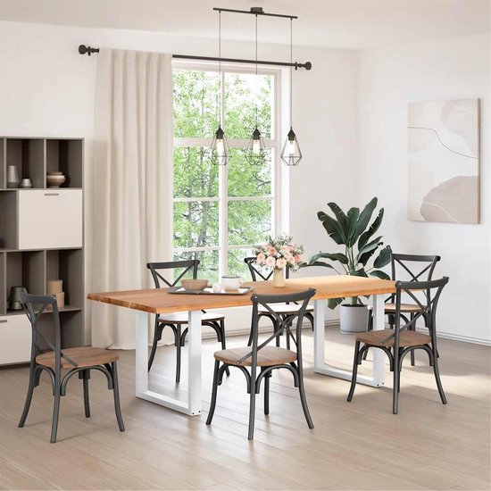 vidaXL - Eettafel - Bruin - Grenenhout - 140 x 70 x 73 cm | Leen Bakker