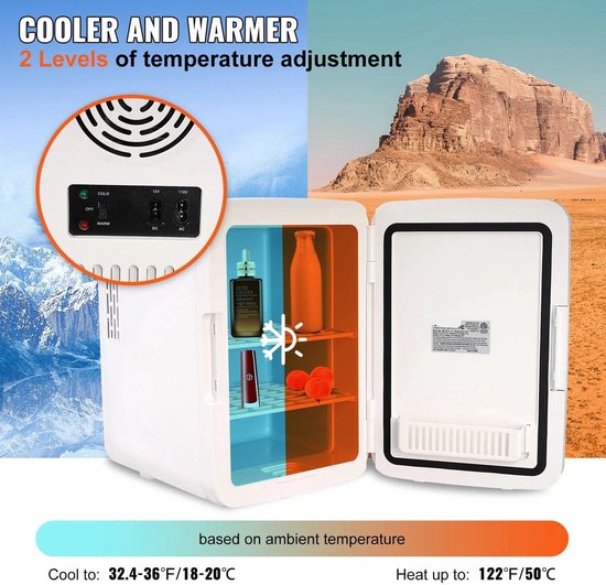 Mini Koelkast - Minibar - Compacte Koel- en Verwarmingsfunctie - 9V - 220V - Voor Kantoor - Kamer en Slaapzaal - Wit van Ardes — afbeelding 4