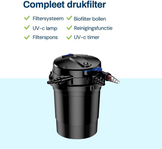 BluPressure Smart Control 10.000 - Drukfilter voor vijver - Inclusief 18W UV-c - Backwashfunctie - UV timer