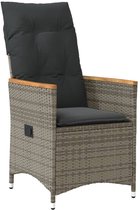 Chaise de jardin vidaXL - Chaises de jardin - Chaise de Jardin - Chaise de patio - Chaise de jardin réglable avec coussins en résine tressée grise