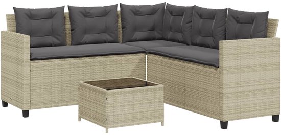 vidaXL Tuinbank met Kussens Bank Buitenbank Tuinmeubel Zitbank Meubel Buitenbank Buitenmeubel Bankje Tuinbanken Banken Meubilair Poly Rattan Grijs