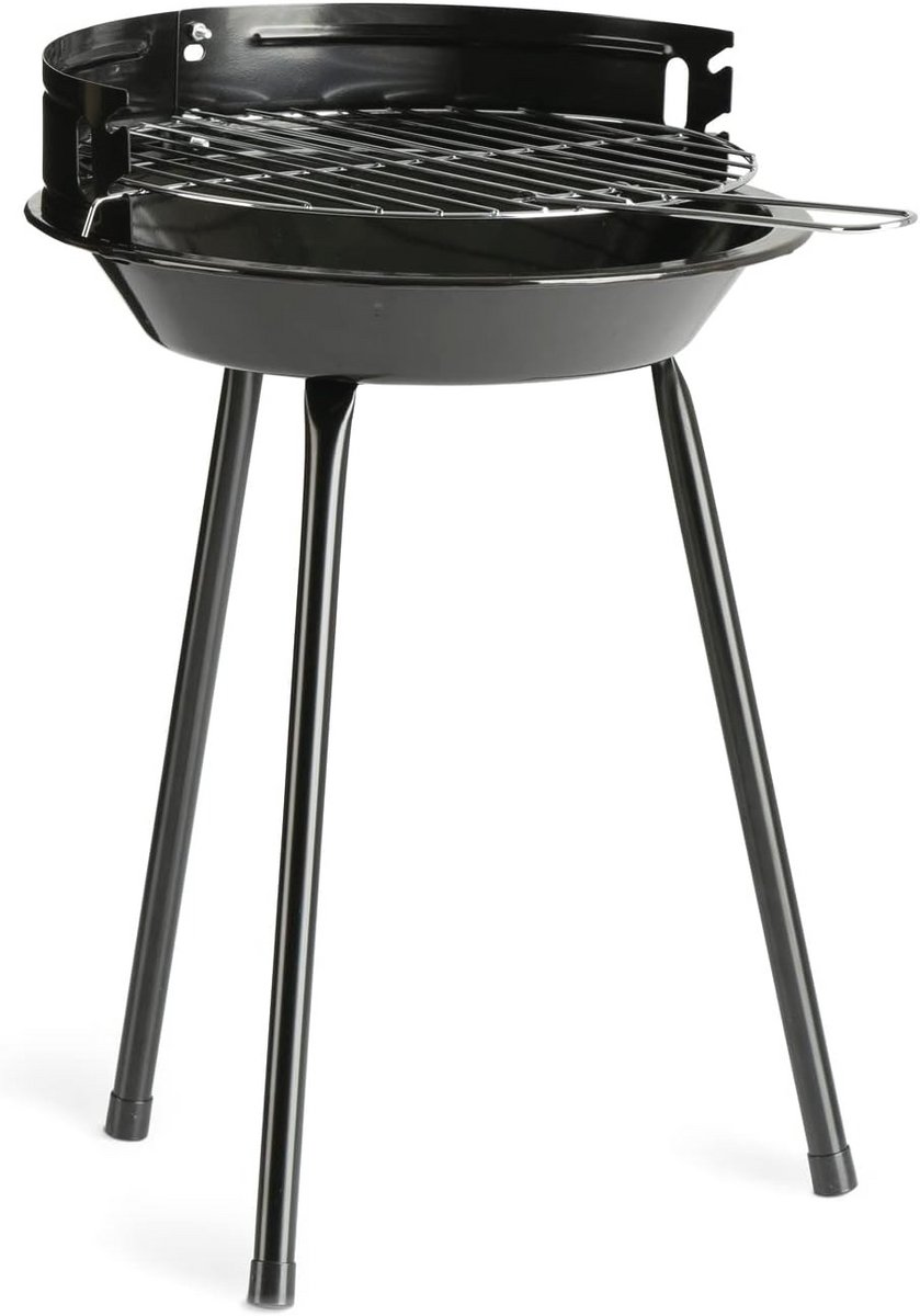 Mobiele ronde houtskoolgrill voor 2-3 personen – Ø 27 cm, inklapbare vuurschaal, praktische windbescherming, stabiele poten