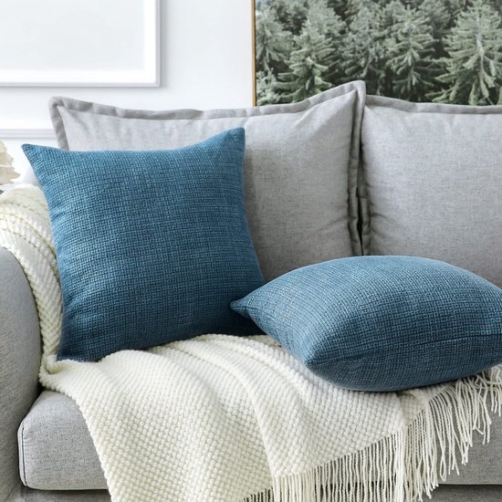 Kussenhoezen, 45 x 45 cm, set van 4, groen, vierkant, linnen, outdoor, waterdicht, eenvoudige kussensloop, bank, ritssluiting, onzichtbare kussensloop, voor bank, slaapkamer, ligstoel, tuin, F-215