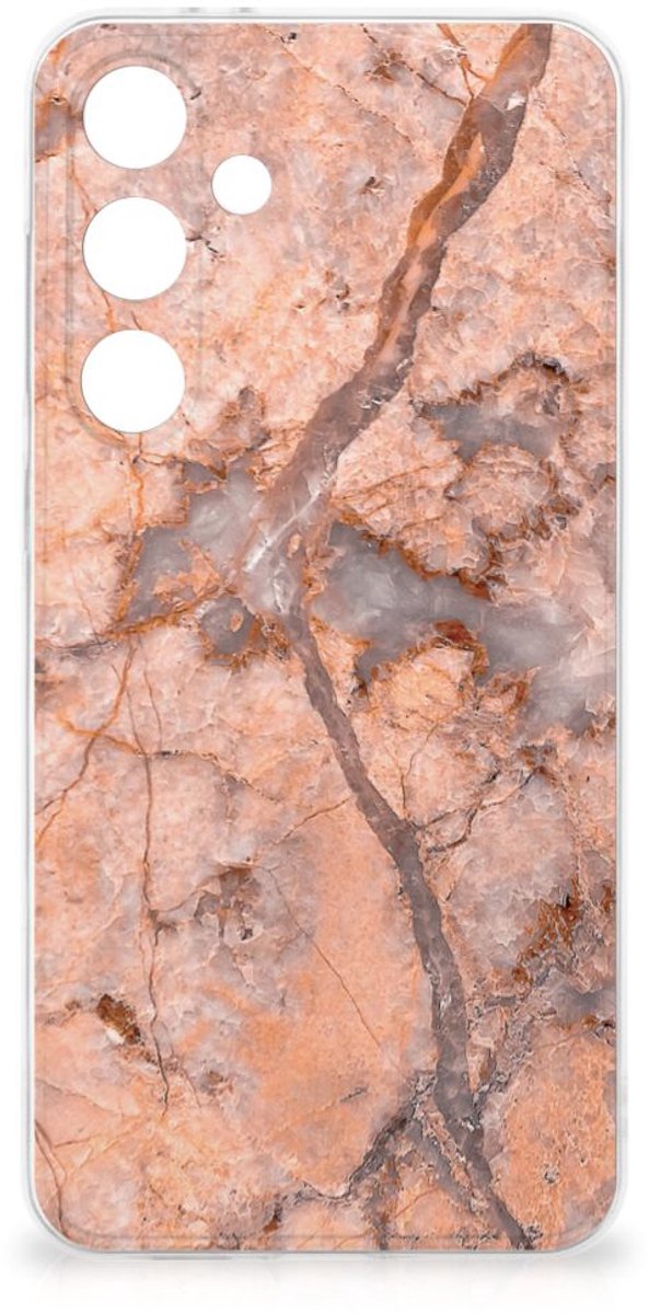Samsung Galaxy S24 FE TPU Siliconen Hoesje Marmer Oranje