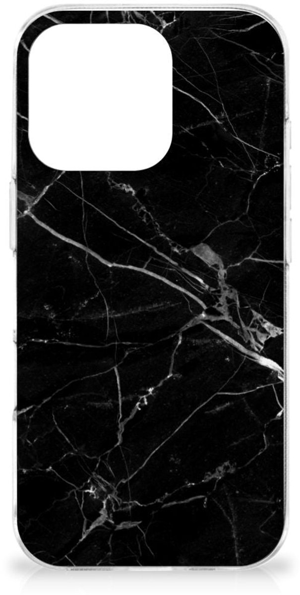 iPhone 16 Pro TPU Siliconen Hoesje Marmer Zwart - Origineel Cadeau Vader