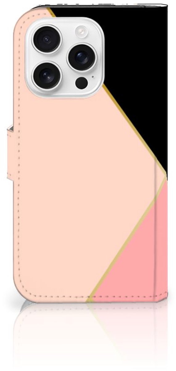 iPhone 16 Pro Bookcase Marmer Wit Zwart - Origineel Cadeau Man