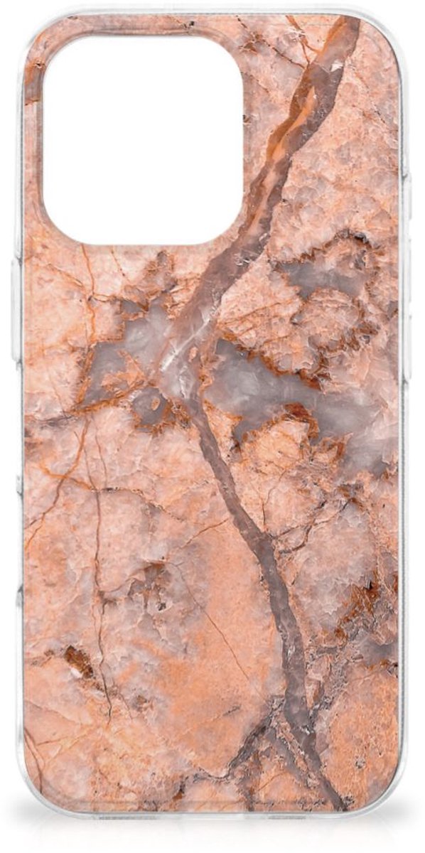 iPhone 16 Pro Max TPU Siliconen Hoesje Marmer Oranje