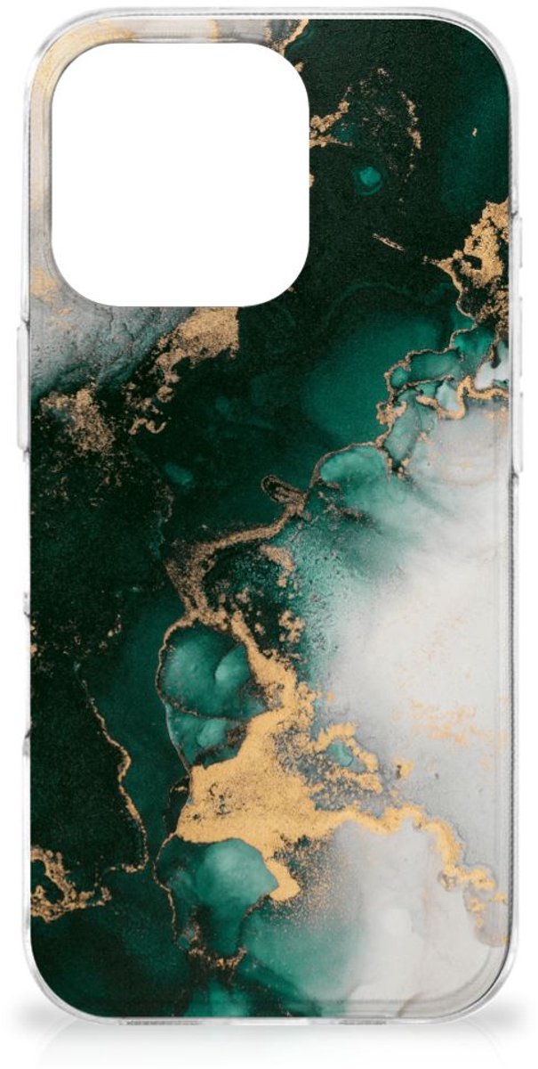 TPU Hoesje voor TPU Siliconen Hoesje voor iPhone 16 Pro Marmer Groen