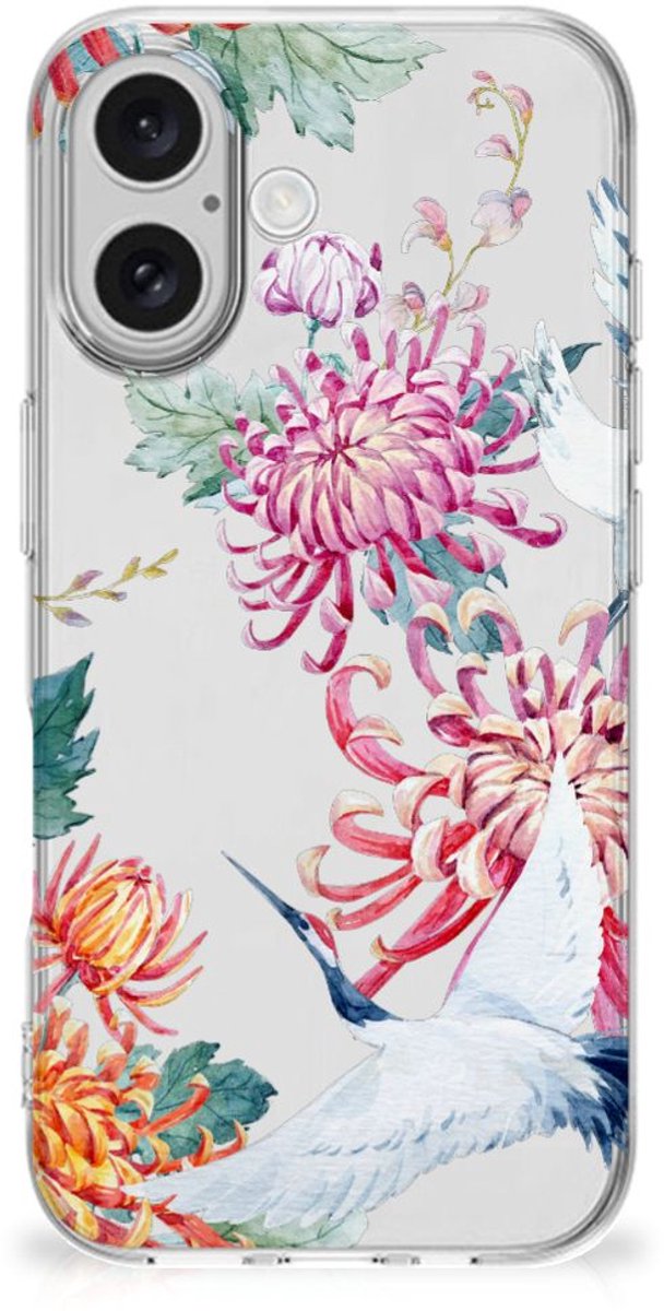 iPhone 16 TPU Hoesje Bird Flowers