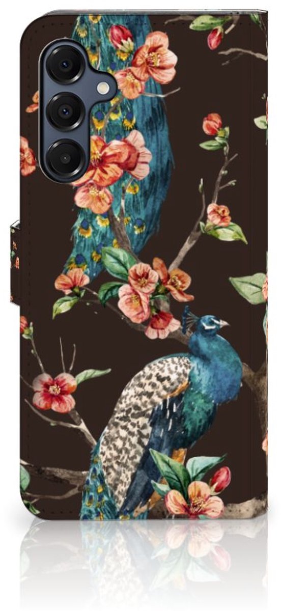 Samsung Galaxy A16 4G/5G Telefoonhoesje met Pasjes Pauw met Bloemen