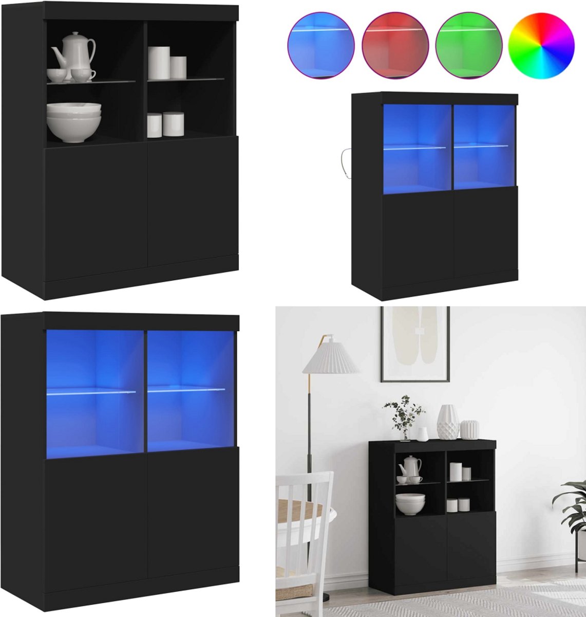 VidaXL Dressoir 81x37x100 cm bewerkt hout zwart Dressoir Dressoirs Kast Wandkast