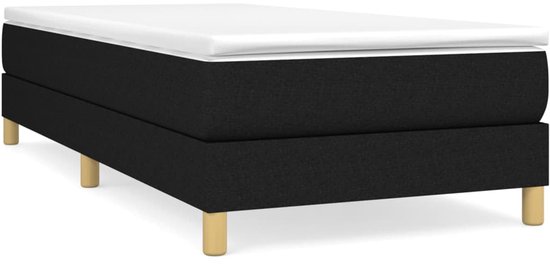 vidaXL Boxspring met matras stof zwart 90x200 cm - Boxspring - Boxsprings - Bed - Slaapmeubel