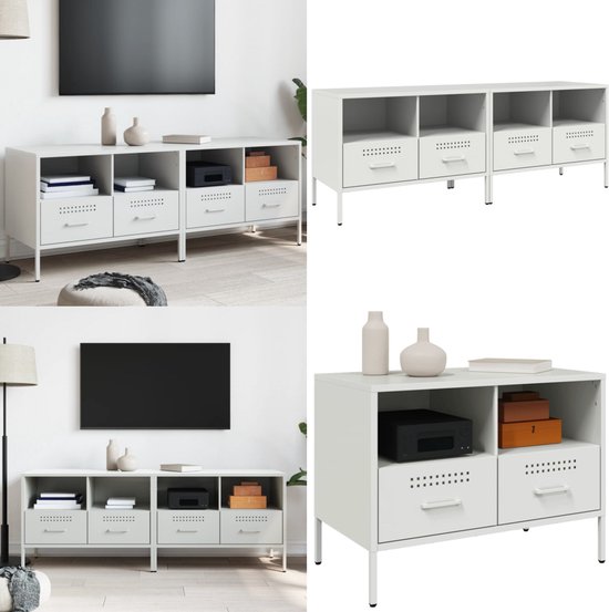 Meubles TV vidaXL 2 pièces 68 x 39 x 50,5 cm Acier Blanc