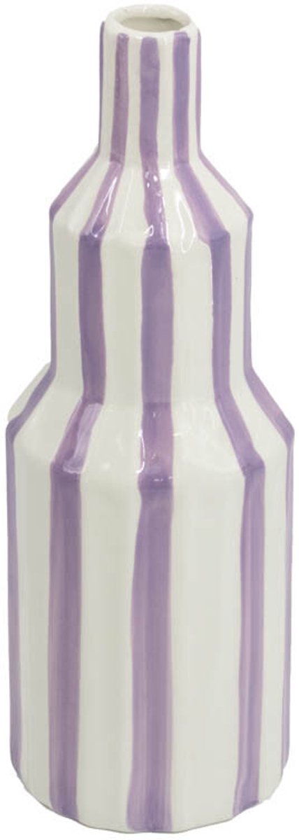 Homebound by Kolony HomeBound by KY | Aardewerk vaas stripe lilac | bloemenvaas paars gestreept