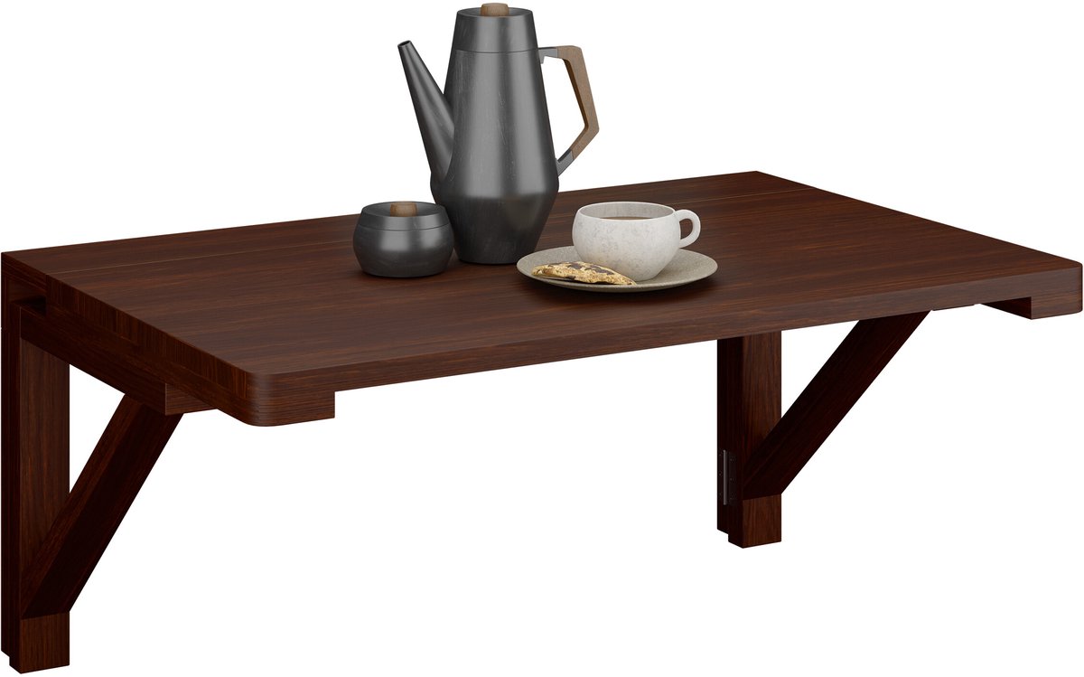 klaptafel muur - 60 x 40 cm - wand eettafel - bureau - bruin