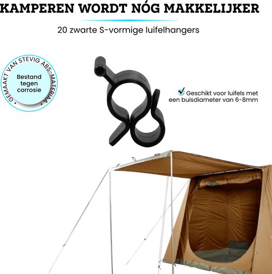 Somstyle Luifelhaken RV Set - 20 Stuks - Luifel Hangers voor Kampeertent, Camper & Caravan - Zwart van Somstyle — afbeelding 3