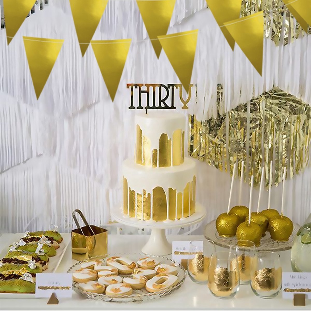 Q2P - Slingers - Verjaardag - Versiering - Gouden - Vlaggenlijn - Feestartikelen - Feest - Decoratie - Slinger - Goud — afbeelding 4
