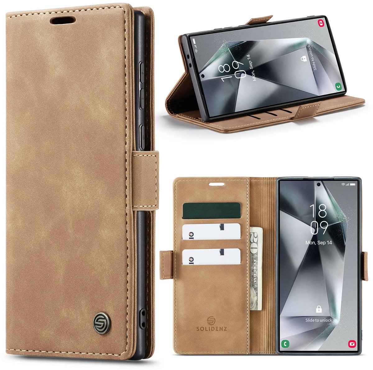 Solidenz Hoesje - Geschikt voor Samsung Galaxy S25 Ultra - Urban Book - Bruin
